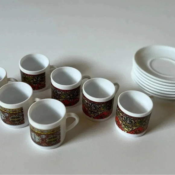 Vintage ARCOPAL France Expresso Demitasse Cups & Saucers Mid Century Modern - Picture 2 of 7